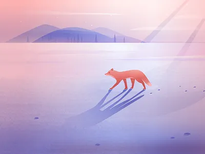 The Nomad alone clouds fox ice illustration ixdbelfast landscape mountain nomad snow snowing trees