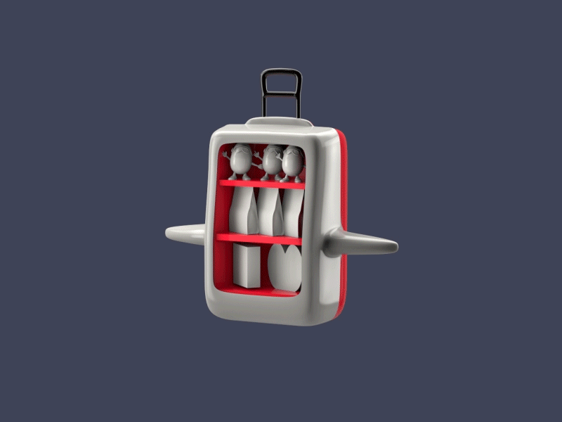 Toy suitcase 3d 3d illustration modelling product shelf red rendering turntable white