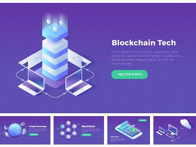 Isometric Stock Illustrations blockchain cloud cryptocurrency illustrations isometric stock technology