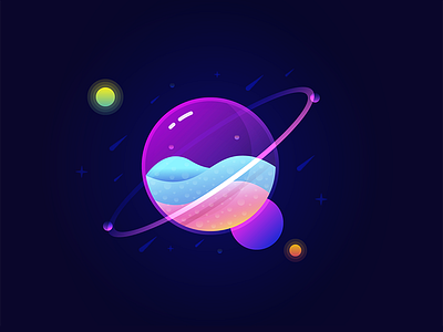 Globe Illustration colors drops gradients illustration meteor planets space stars sun universe water wave