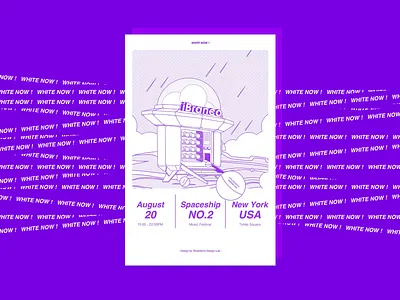 “Spaceship NO.2” Music Festival - X art blue graphic illustration line moon poster purple red space spaceman spaceship