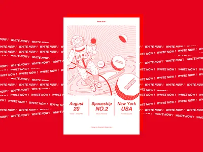 “Spaceship NO.2” Music Festival - B art blue graphic illustration line moon poster red space spaceman spaceship