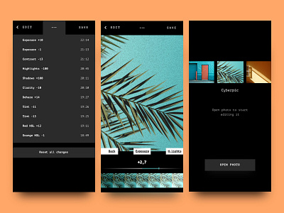 Cyberpic app editor interface ios mobile photo ui