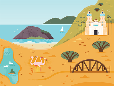 California Coast Map architecture california flamingos icon icon design icons illustrated map illustration map tourism travel zoo