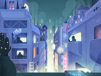 La Nuit. cover editorial illustration