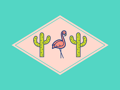 Midcentury Modern Inspired Oasis - Palm Springs Vibes cactus desert flamingo illustration midcentury modern oasis palm springs