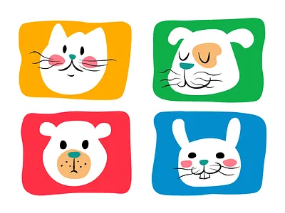 The Cute Gang animals character cute design digital drawing flat illustration kids vector