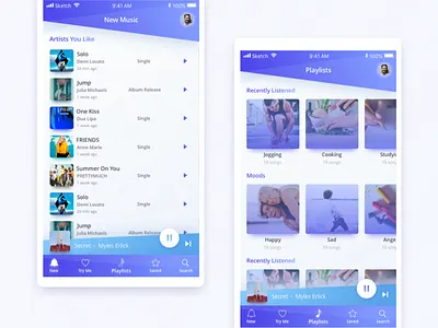 Music App app designer gradient inspiration ios iphone music sketch ui ux website