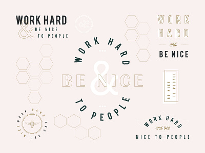 bee nice bee black blush branding honey honeycomb illustration lockup logo teal type