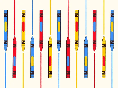 Crayon pattern blue crayon draw illustration lines pattern red tool yellow