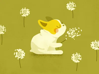 Make a wish! dandelion dog dogdaysofsummerart french bulldog summer wip