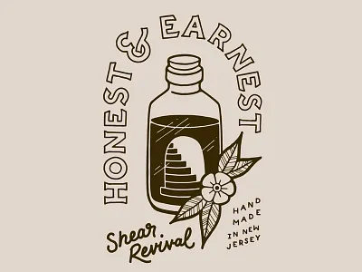 Honest & Earnest barber barber made font hand lettering hand made illustration potion skull tonic vintage