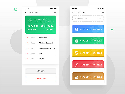 Modiaroate cart ha - bank cart list persian ui