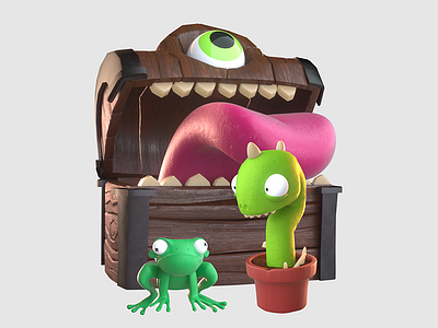 Game Oddities 3d cg dragon frog game mimic tavern treasure vr