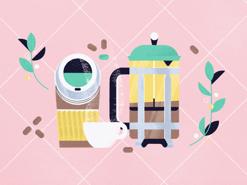 Coffee! animation bokeh bokeh inc coffee french press gif illustration loop steam