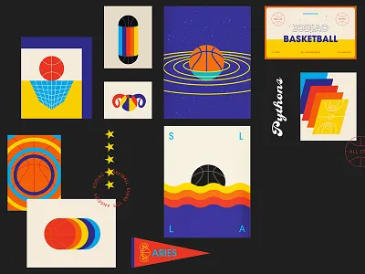 Zodiac Basketball 70s basketball illustration nba poster seventies space zodiac