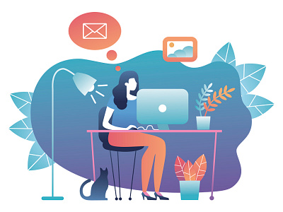 The mail cat computer email flowers girl mail man online