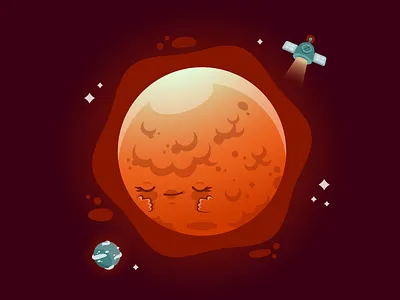 Shy Reddened Moon character design dribbble eclipse graphic moon space vector