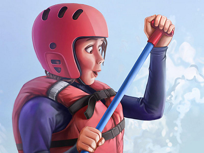 Rafting Woman Portrait advertising art digital illustration excited illustration portrait rafting woman