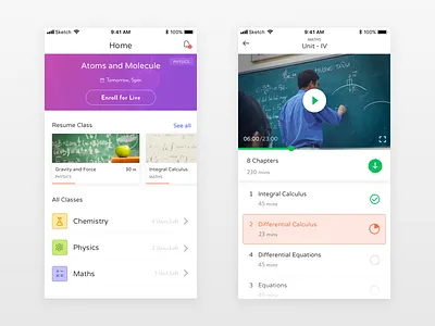 School App class course education learning mobile school video player