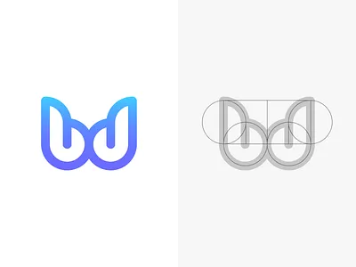 bd bd blue branding gradient graphic design icon identity logo mark minimalist simple wings