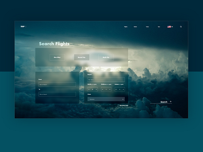 Flight Searching Web Design blue dark flight search sky travel trip ui uidesign web webdesign