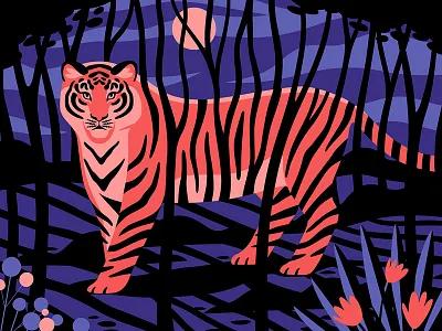 International Tiger Day conservation digitalart environment illustration illustrator internationaltigerday night tiger vector wildlife womeninillustration womenwhodraw
