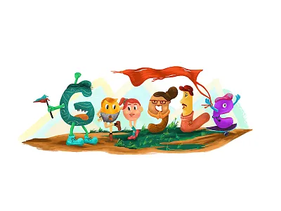 Aksara Google Doodle character design google googledoodle illustration logo logotype typeface