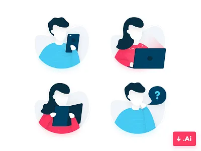 Man & Woman Illustration Pack design icons illustration
