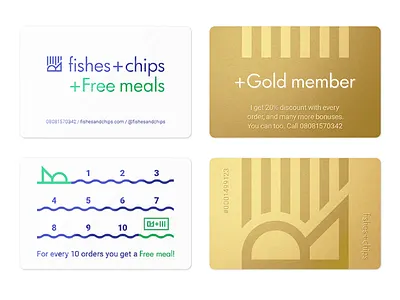 🐟+🍟 fishes+chips Cards branding card chips fish food gold illustrator photoshop