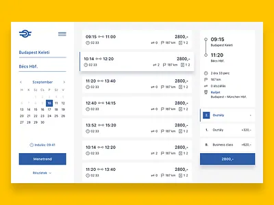 Hungarian Railways hungary railway redesign schedule select table train ui ux yellow