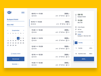 Hungarian Railways hungary railway redesign schedule select table train ui ux yellow