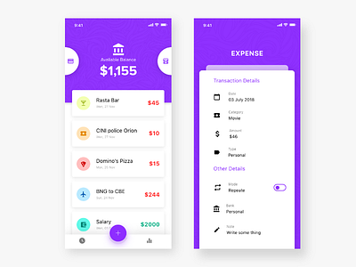 Money Spending bank calculator expences floral gradient money spend ui ux