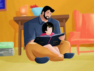 Father daughter daughter drawing father illustration ipadart procreate