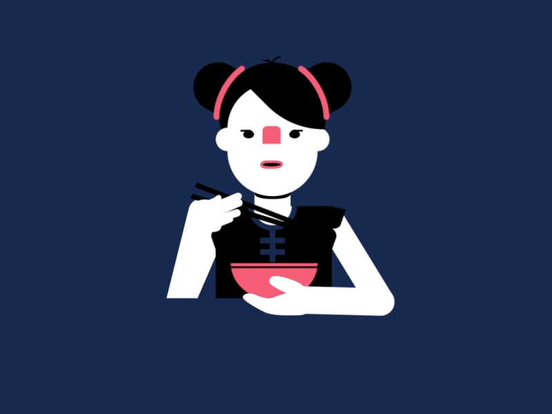 She Just Needs Carbs after effects animation asian carbs chinese gif loop motion graphics noodles