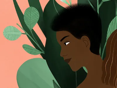 Growing beauty botanical forest growth illustration leaves nature people portrait woman women