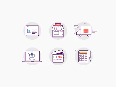 Marketplace icon set design e shop icon illustration line market minimal order sell white