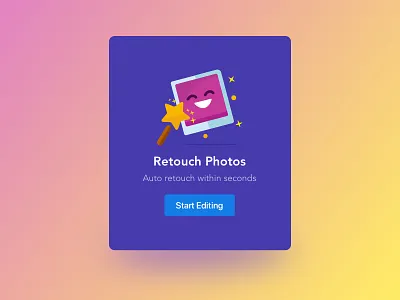 Retouch Photos editing empty state error flat ftue happy illustration photo retouch sparkles wand