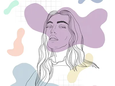 bedtime shapes blue digital art female geometry grid illustration line art pastel shapes