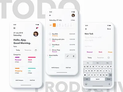 Clean To Do App app daily ui iphone x mockup tasks to do ui white