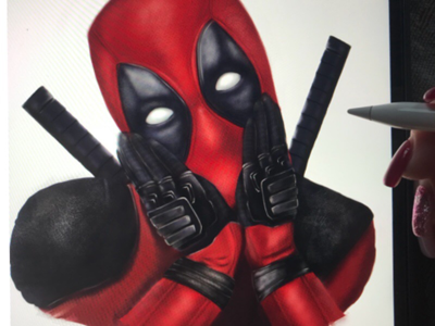 Deadpool drawing cg deadpool draw hero illustration ipad pencil print pro procreate red