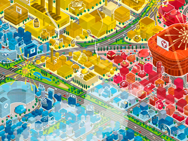 City of colours adobe illustrator city gif isometric maps motiongraphics vector graphics