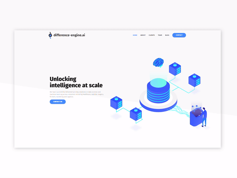 UI/Landing page difference-engine.ai ai deeplearning design designinspiration isometricdesign logolemon machinelearning ui uidesign uiinspiration