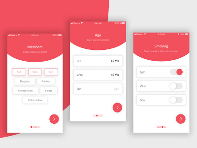 Health Insurance Calculator calculator design health health insurance insurance mobile stepper ui ux