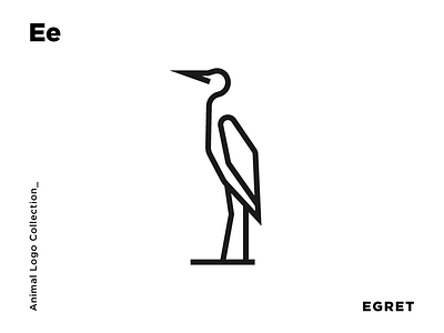 E for Egret animal bird egret identity line logo logomark minimal monogram