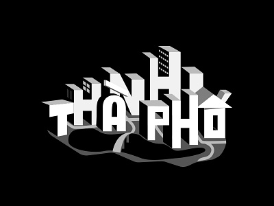 Typography Thành Phố (City) black building city minimal thanhpho type typography white