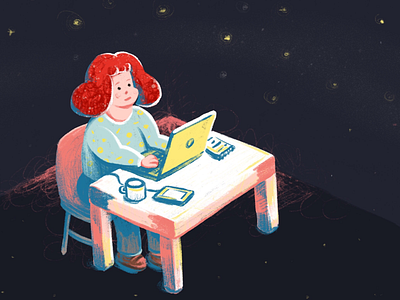 My spacious room character design illustration room space work