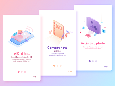 Walkthrough UI color gradient illustration isometrix kid nooveetii ui walkthrough