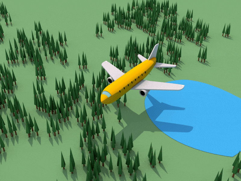 Plane over a Forest c4d cycle day forest green night plane trees wip