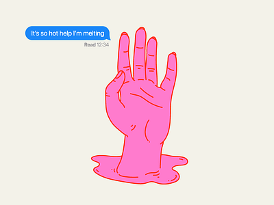 It's so hot help I'm melting design graphic hand harryvector heatwave hot illustration imessage minimal red tumblr typography